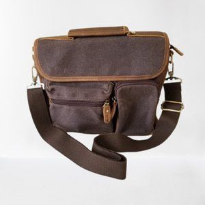 NEW! Brown Canvas/Leather Crossbody/Shoulder/Messenger Bag w/Strap